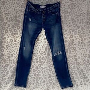 KanCan Blue Skinny Jeans with Distressed Details